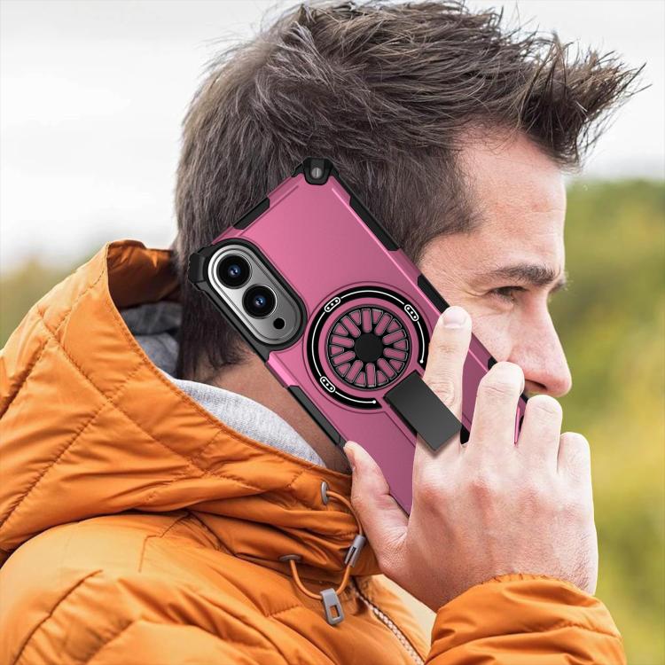 Funda MagSafe para Samsung Galaxy S25 Edge 5G con soporte metálico, a prueba de golpes y función atril (morado)