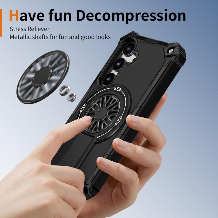 Funda MagSafe para Samsung Galaxy S24 5G con soporte metálico y protección contra golpes (negro)