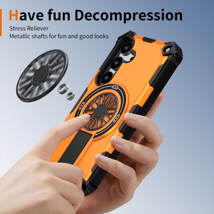 Funda MagSafe para Samsung Galaxy S24 5G con soporte metálico y protección contra golpes (naranja)
