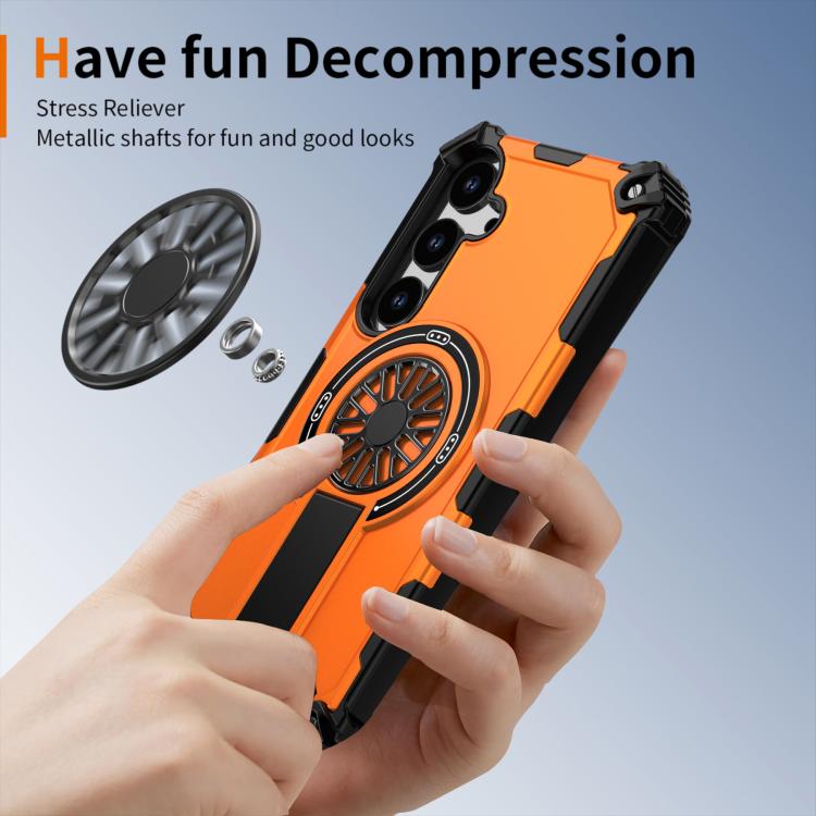Funda MagSafe para Samsung Galaxy S24+ 5G con soporte metálico y protección contra golpes (naranja)