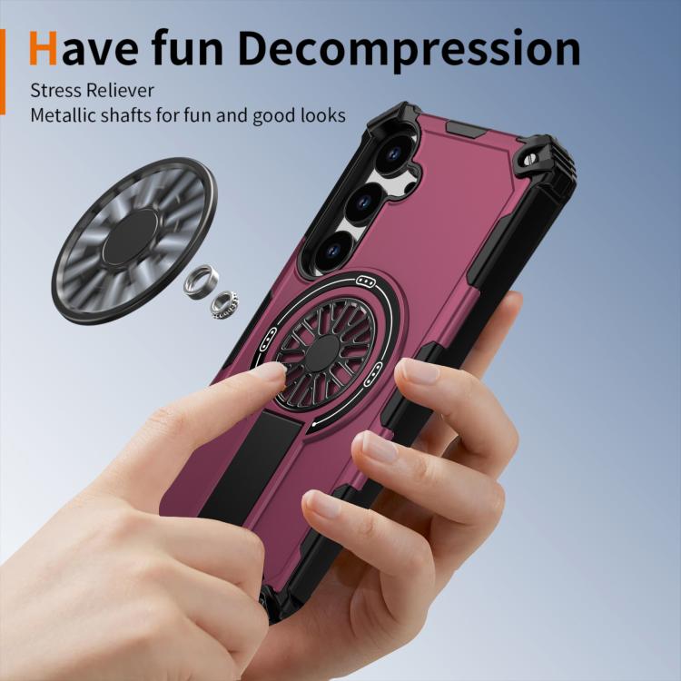 Funda MagSafe para Samsung Galaxy S24+ 5G con soporte metálico, a prueba de golpes y eje (morado)