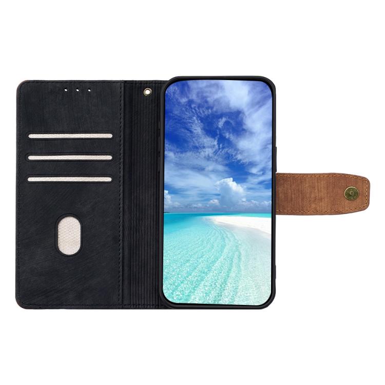 Funda de cuero con costuras de color y bloqueo RFID para Samsung Galaxy F06 5G (negra)