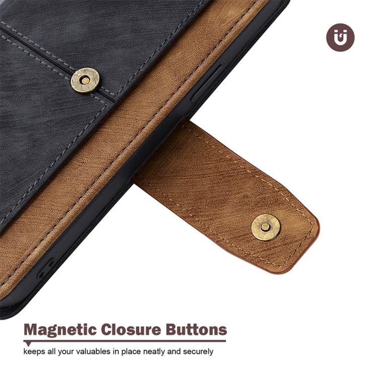 Funda de cuero con costuras de color y bloqueo RFID para Samsung Galaxy F06 5G (negra)