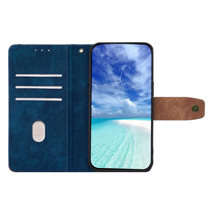 Funda de cuero con costuras de color y bloqueo RFID para Samsung Galaxy F06 5G (azul)