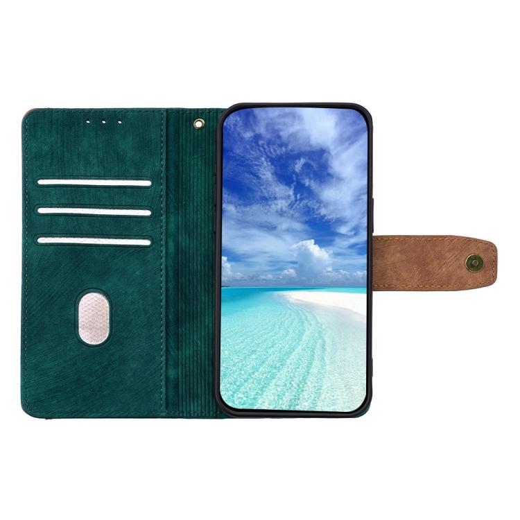 Funda de cuero con costuras de color y bloqueo RFID para Samsung Galaxy F06 5G (verde)