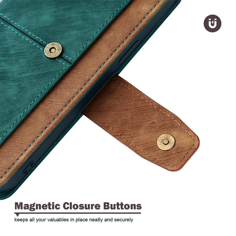 Funda de cuero con costuras de color y bloqueo RFID para Samsung Galaxy F06 5G (verde)