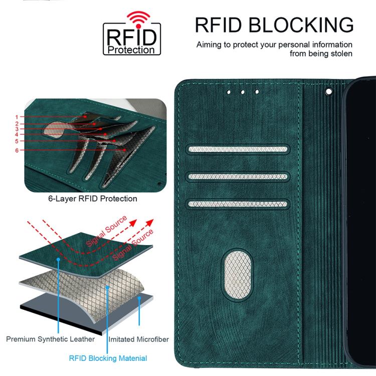 Funda de cuero con costuras de color y bloqueo RFID para Samsung Galaxy Xcover 7 5G (verde)