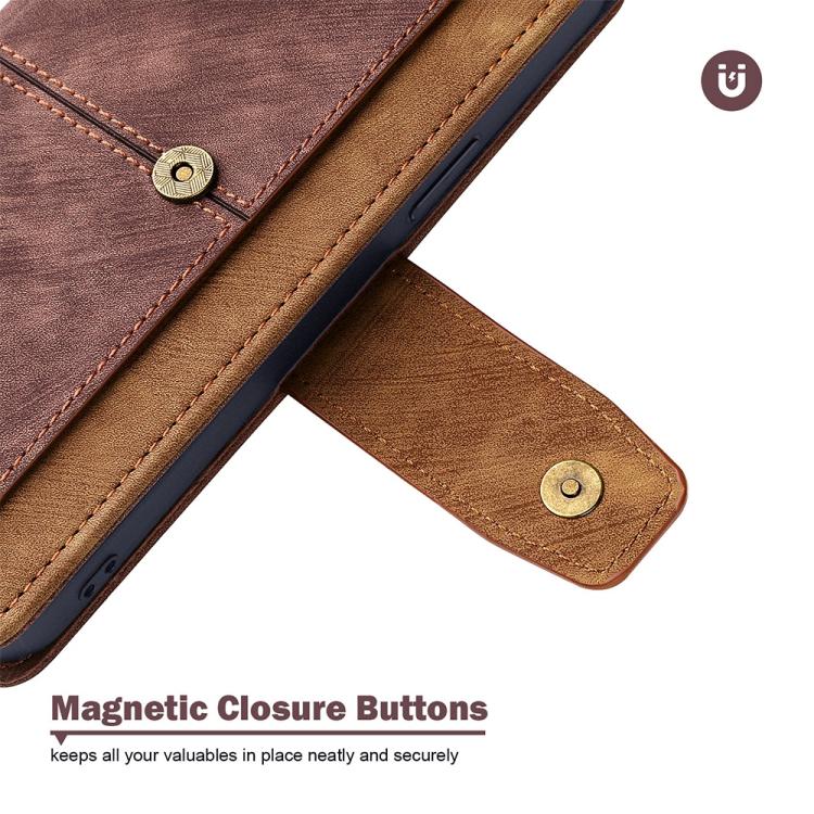 Funda de cuero con costuras de color y bloqueo RFID para Samsung Galaxy S25 5G (marrón)