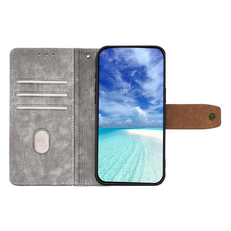 Funda de cuero con costuras de color y bloqueo RFID para Samsung Galaxy S25 Ultra 5G (gris)