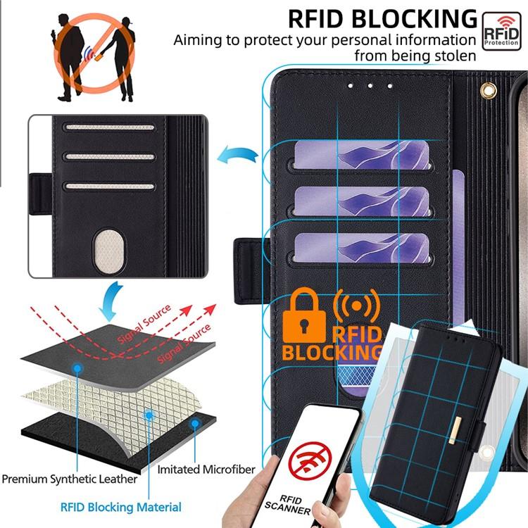Funda de cuero con cadena cruzada para Redmi A5 4G (171,7 mm) (negro)