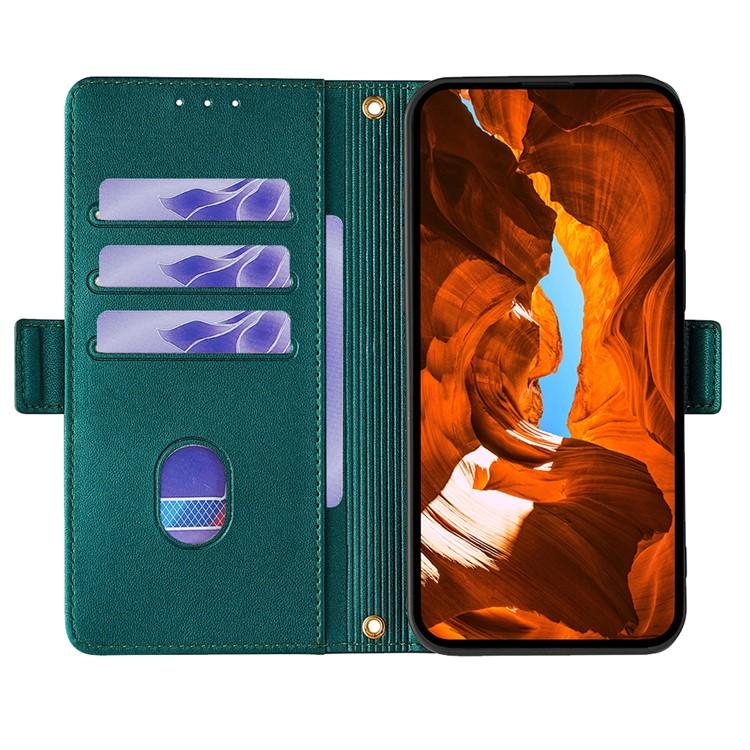 Funda de cuero con cadena cruzada para Redmi Note 14S 4G (verde)