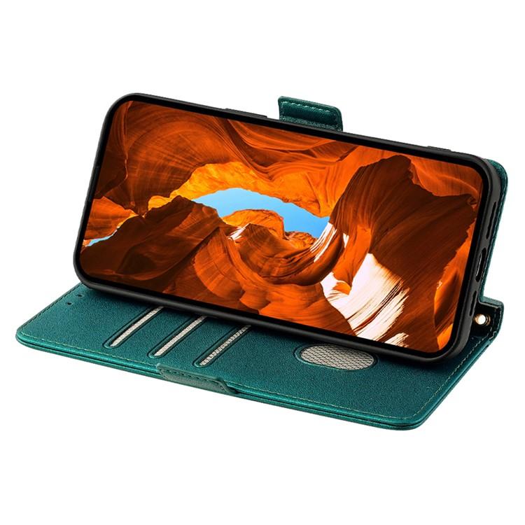 Funda de cuero con cadena cruzada para Redmi Note 14S 4G (verde)