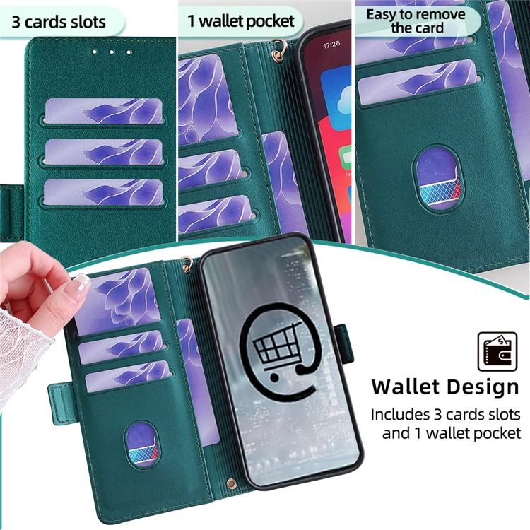 Funda de cuero con cadena cruzada para Redmi Note 14S 4G (verde)