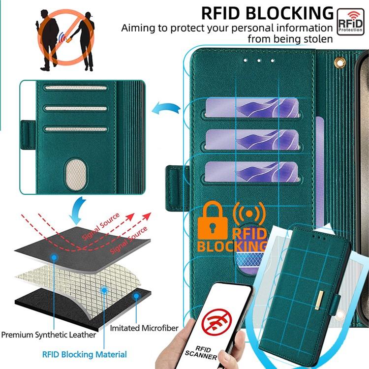 Funda de cuero con cadena cruzada para Redmi Note 14S 4G (verde)