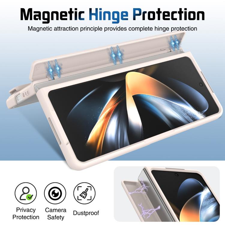 Funda para teléfono con soporte para lente integrado y correa para Samsung Galaxy Z Fold4 (albaricoque)