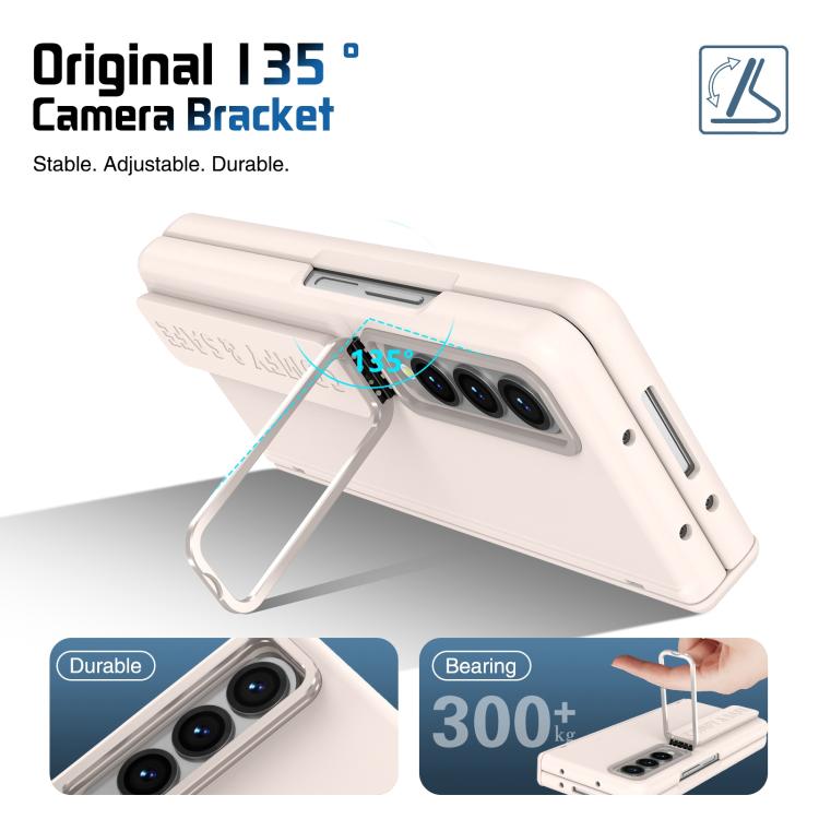 Funda para teléfono con soporte para lente integrado y correa para Samsung Galaxy Z Fold4 (albaricoque)