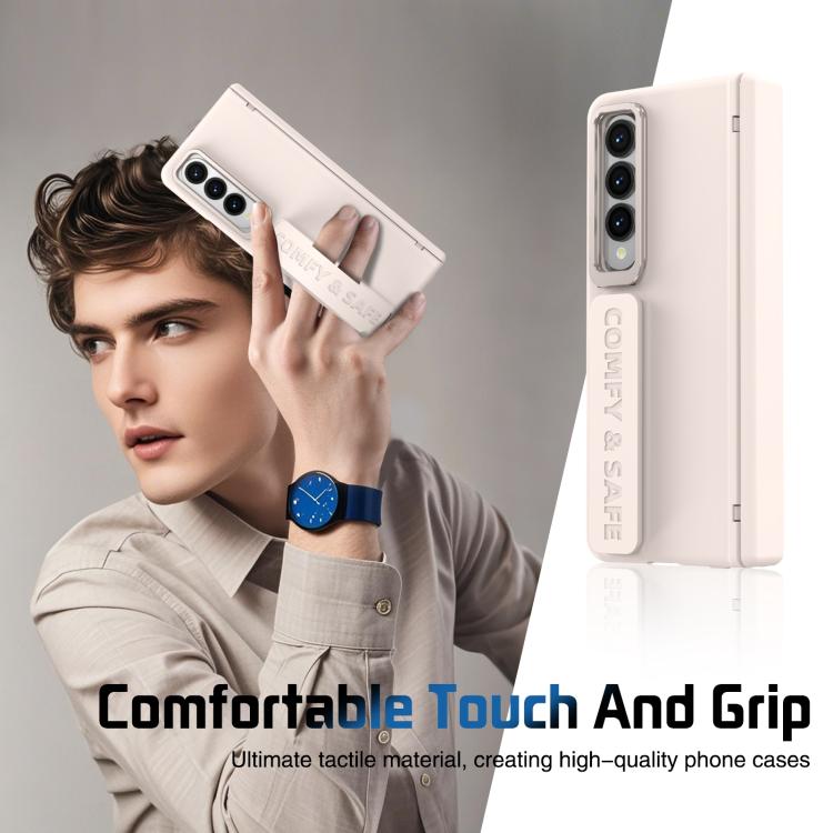 Funda para teléfono con soporte para lente integrado y correa para Samsung Galaxy Z Fold4 (albaricoque)