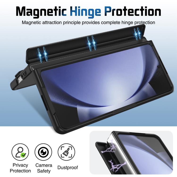 Funda para teléfono con soporte y correa para Samsung Galaxy Z Fold5 (negro)