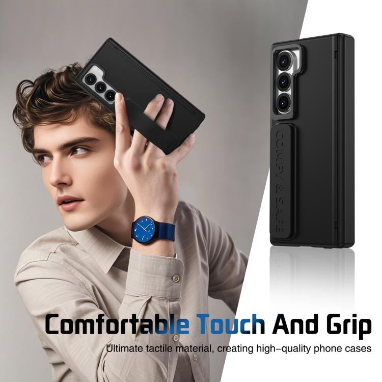 Funda para teléfono con soporte y correa para Samsung Galaxy Z Fold6 (negro)