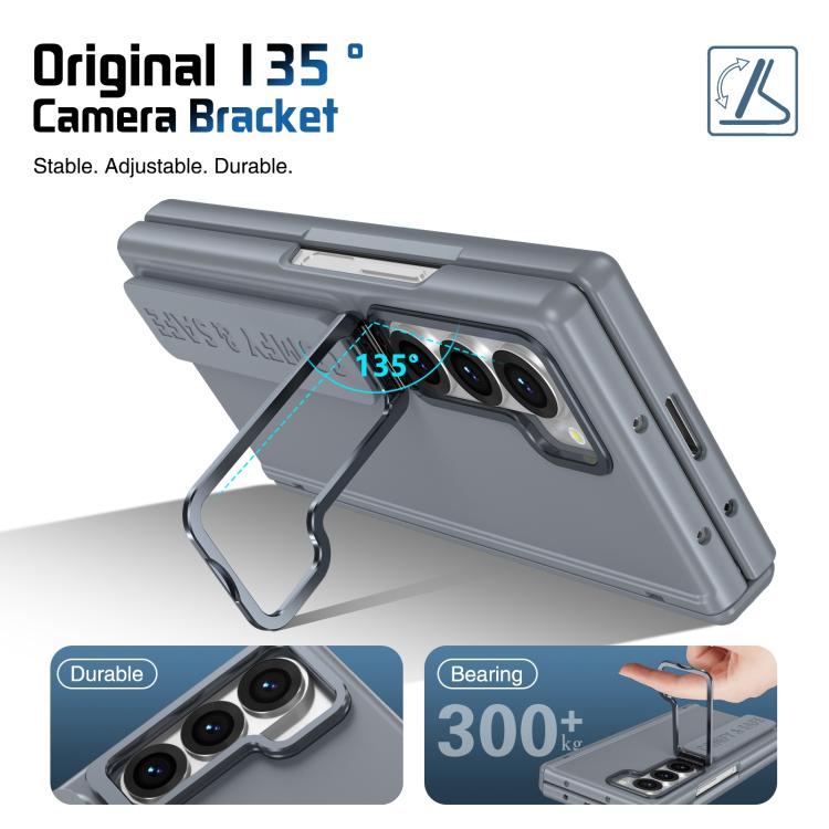 Funda para teléfono con marco de lente integrado y correa para Samsung Galaxy Z Fold6 (gris)