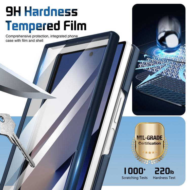 Funda para teléfono con soporte para lente integrada y correa para Samsung Galaxy Z Fold6 (azul oscuro)