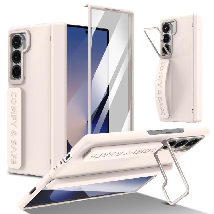 Funda para teléfono con soporte para lente integrada y correa para Samsung Galaxy Z Fold6 (albaricoque)