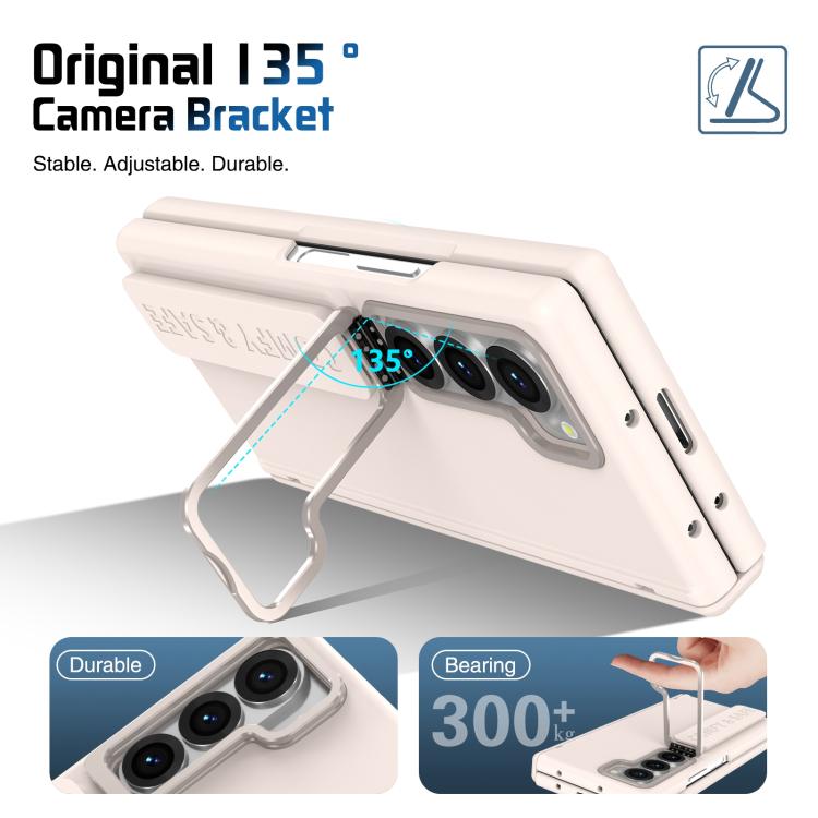 Funda para teléfono con soporte para lente integrada y correa para Samsung Galaxy Z Fold6 (albaricoque)