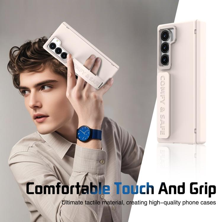 Funda para teléfono con soporte para lente integrada y correa para Samsung Galaxy Z Fold6 (albaricoque)