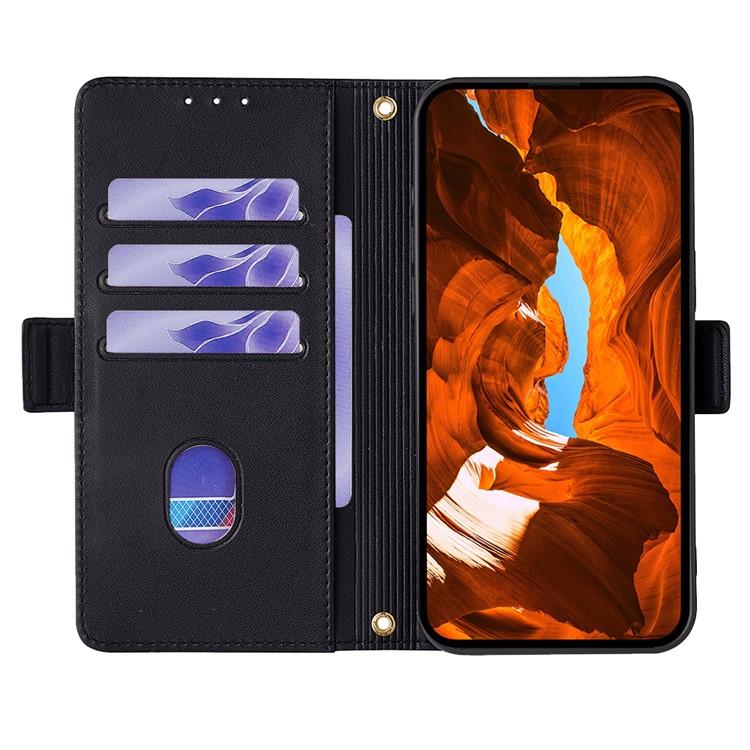 Funda de cuero con cadena cruzada para Samsung Galaxy S25 5G (negra)