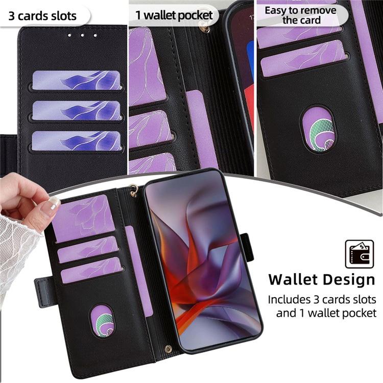 Funda de cuero con cadena cruzada para Samsung Galaxy S25 5G (negra)