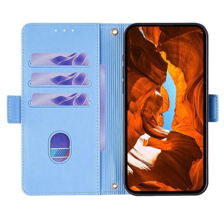 Funda de cuero con cadena cruzada para Samsung Galaxy S25 5G (azul)