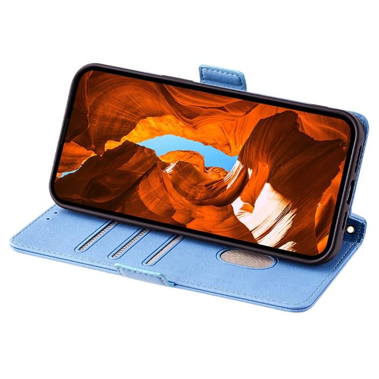 Funda de cuero con cadena cruzada para Samsung Galaxy S25 5G (azul)