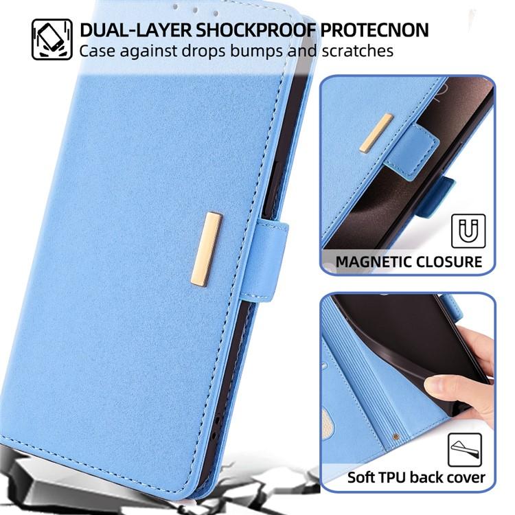 Funda de cuero con cadena cruzada para Samsung Galaxy S25 5G (azul)