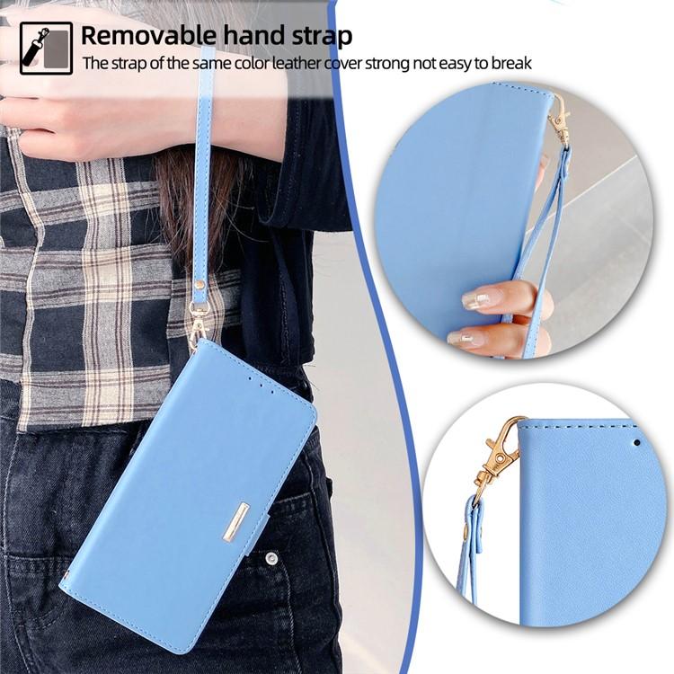 Funda de cuero con cadena cruzada para Samsung Galaxy S25 5G (azul)