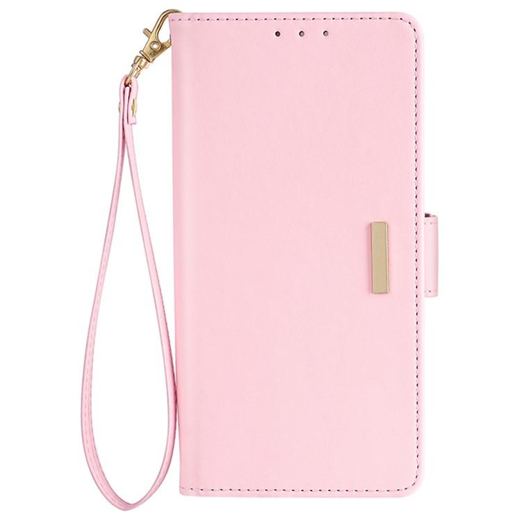 Funda de cuero con cadena cruzada para Samsung Galaxy F06 5G (rosa)