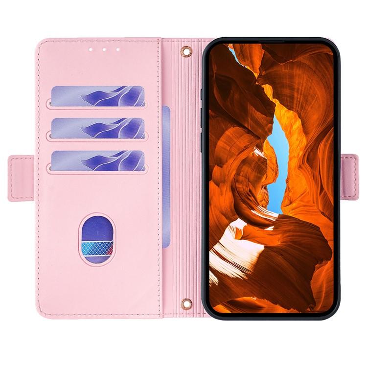 Funda de cuero con cadena cruzada para Samsung Galaxy F06 5G (rosa)