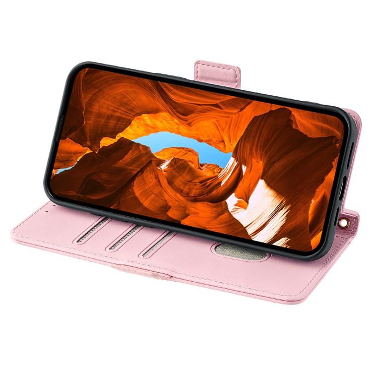 Funda de cuero con cadena cruzada para Samsung Galaxy F06 5G (rosa)