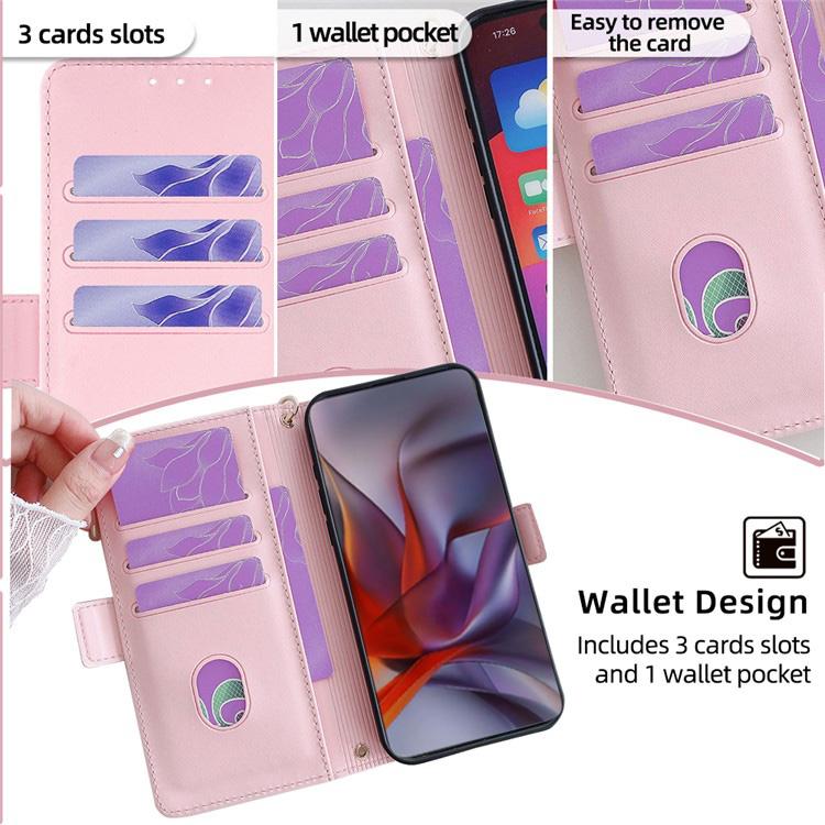 Funda de cuero con cadena cruzada para Samsung Galaxy F06 5G (rosa)