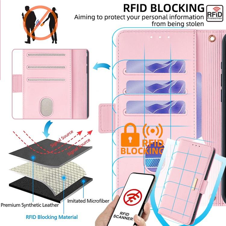Funda de cuero con cadena cruzada para Samsung Galaxy F06 5G (rosa)