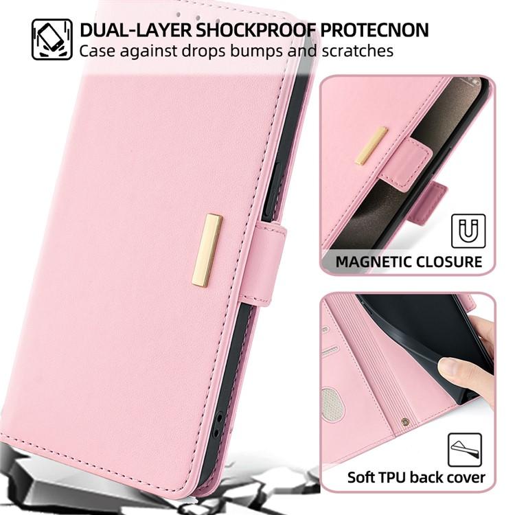Funda de cuero con cadena cruzada para Samsung Galaxy F06 5G (rosa)