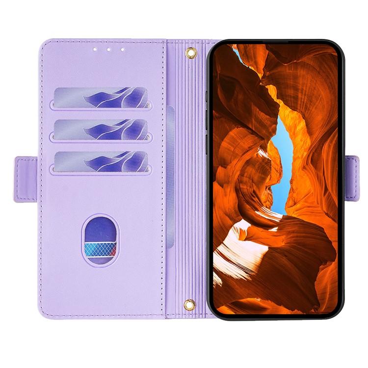 Funda de cuero con cadena cruzada para Samsung Galaxy F06 5G (morada)