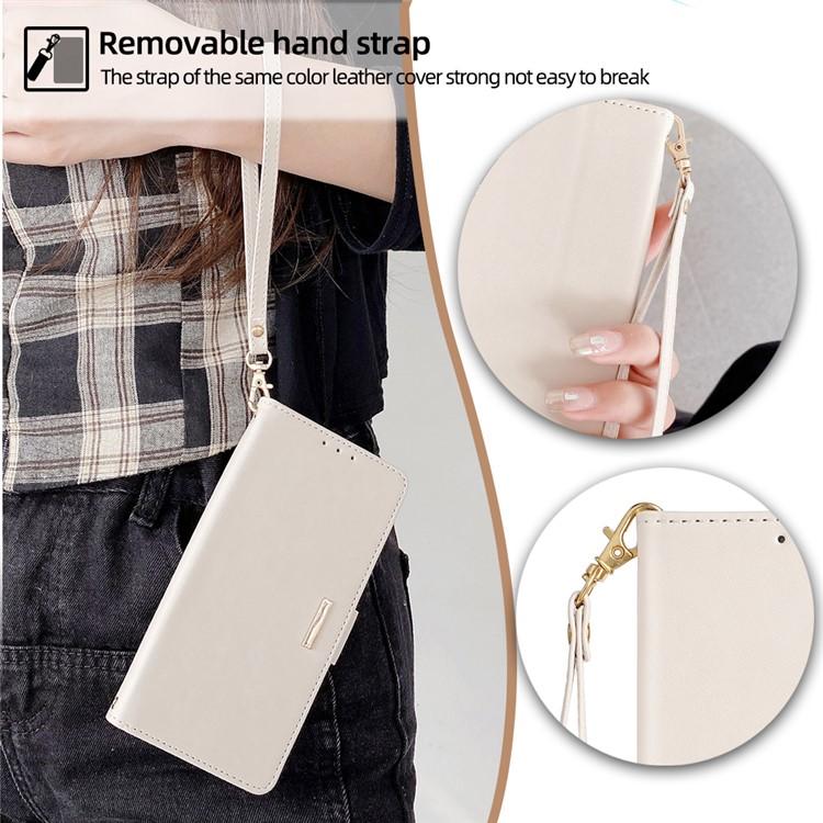 Funda de cuero con cadena cruzada para Samsung Galaxy F06 5G (blanca)