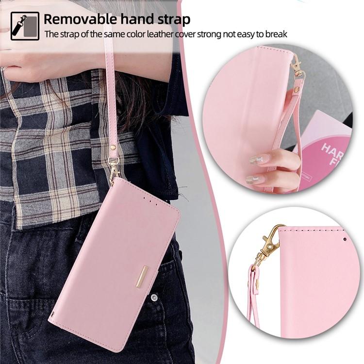 Funda de cuero con cadena cruzada para Samsung Galaxy Xcover 7 Pro 5G (rosa)