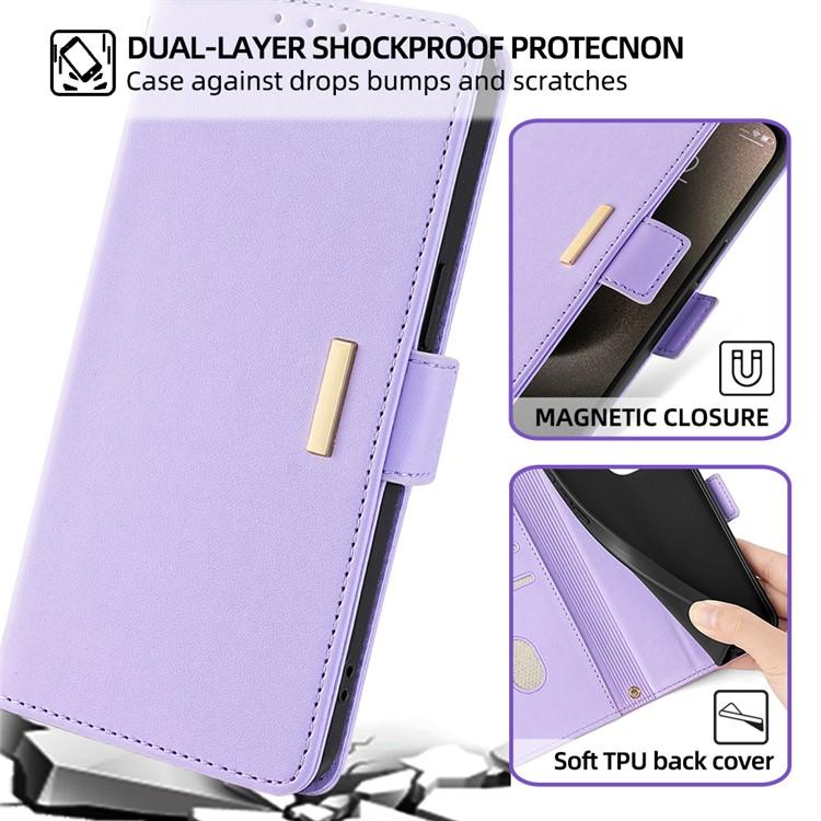 Funda de cuero con cadena cruzada para Samsung Galaxy Xcover 7 Pro 5G (morada)