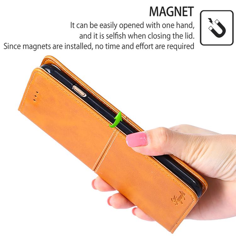 Funda magnética de cuero con textura de vaca para Samsung Galaxy S25 5G (marrón claro)