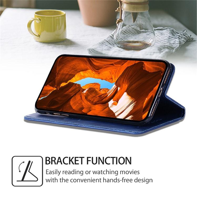 Funda de cuero magnético con textura de vaca para Samsung Galaxy S25+ 5G (azul)