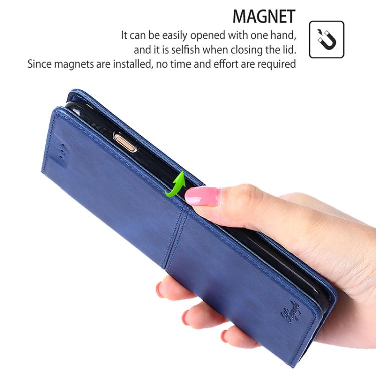 Funda de cuero magnético con textura de vaca para Samsung Galaxy S25+ 5G (azul)