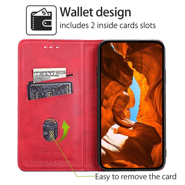 Funda magnética de cuero con textura de vaca para Samsung Galaxy S25+ 5G (roja)