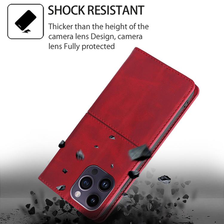 Funda magnética de cuero con textura de vaca para Samsung Galaxy S25+ 5G (roja)