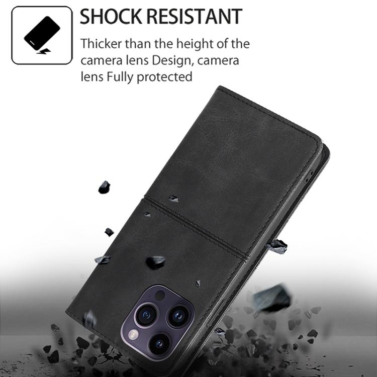 Funda de cuero magnético con textura de vaca para Samsung Galaxy S25 Ultra 5G (negro)